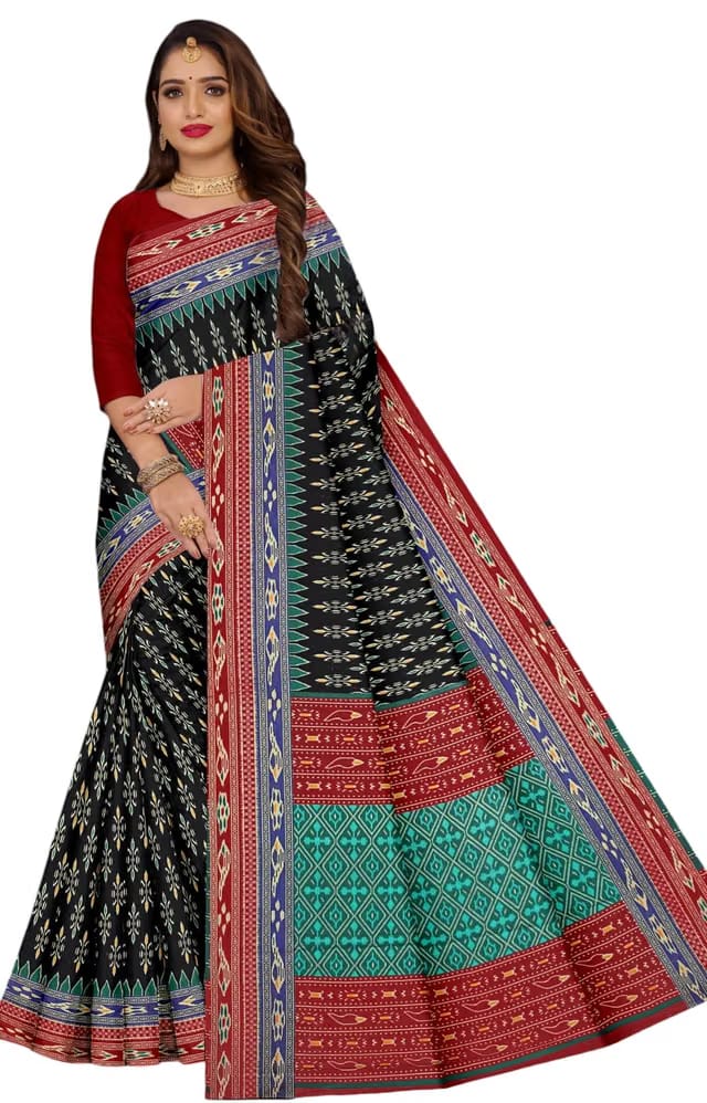 Sambalpuri Printed Pure Cotton Saree, Multicolor