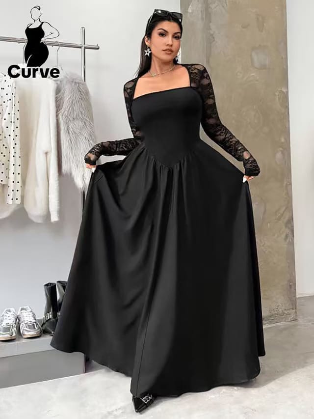 Women's Plus Size Sheer A-Line Dress