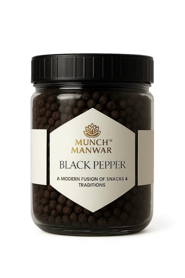 MUNCH MANWAR Whole Black Pepper (Kali Mirch), Premium Peppercorns, Natural Aromatic Sabut, Spice for Cooking, Seasoning