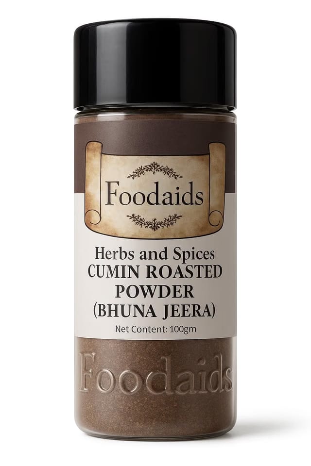 Foodaids Roasted Cumin/Bhuna Jeera Powder 100 GM. (Dahi,Raita,Chaas,Soups,Buttermilk,Curries & Salads) Aromatic flavour.