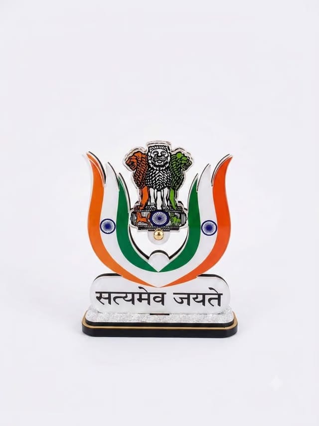 Partway Bike Indian Flag with SJ New Desgin Showpiece for Home & Office Table, Car Dashboard Figurines Stand Saluto