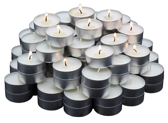 Infispace 100% Pure Colored Wax Tealight Candles Diya for Diwali/Deepawali Decor (Set of 10, 50, 100; Big Size) (10