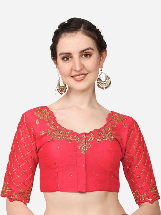Silk Embroidered Zari Saree Blouse
