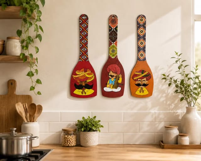 Anayat Rajasthani Wooden Spoon Wall Hanging
