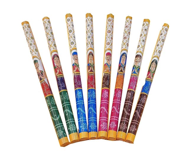 Avanti Creation Dandiya Sticks for Navratri Garba Dance Raja Rani Dandiya Sticks Traditional Seth Sethani Wooden Dandiya