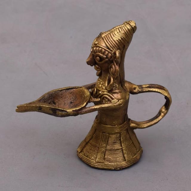 Tarang Arts Brass Dhokra Arts Lady with Diya