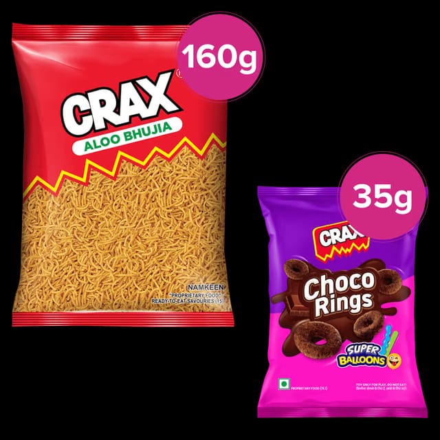 Crax Choco Rings & Crax Aloo Bhujia Namkeen
