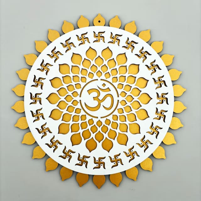 Om Wall Art Mdf Wooden Om Chakra For Mandir Temple, Living Room, Office, Hotel, Gift Item