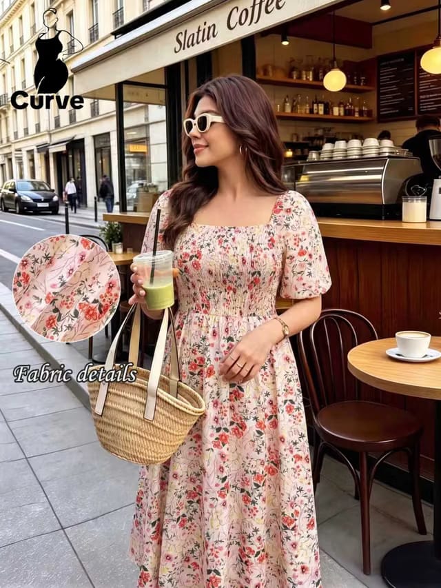 Women's Plus Size Smocked A-Line Dress