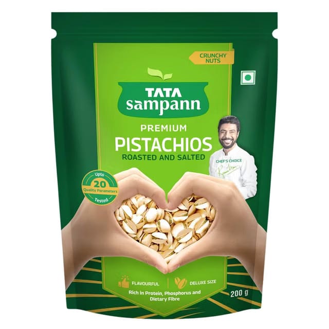 Tata Sampann Pistachios Roasted & Salted, Pista, 200g, Rich In Protein, Phosphorus, & Dietary Fibre