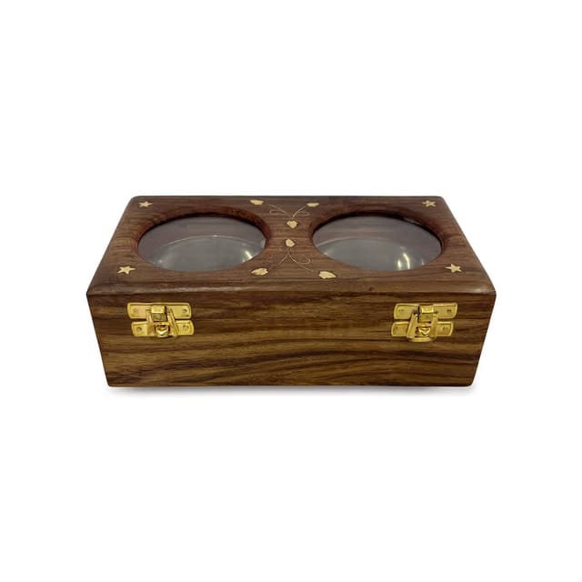 Sheesham Wood Dry Fruit Box with 2 Compartments