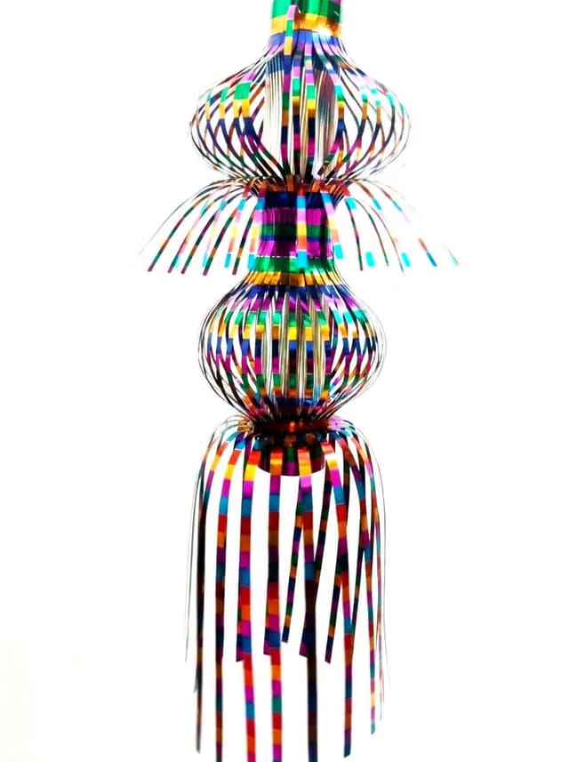 Multicolor Metallic Folding Foil Hanging Chandelier Plastic Akash Kandil Lantern for Diwali Wedding Party and Festive