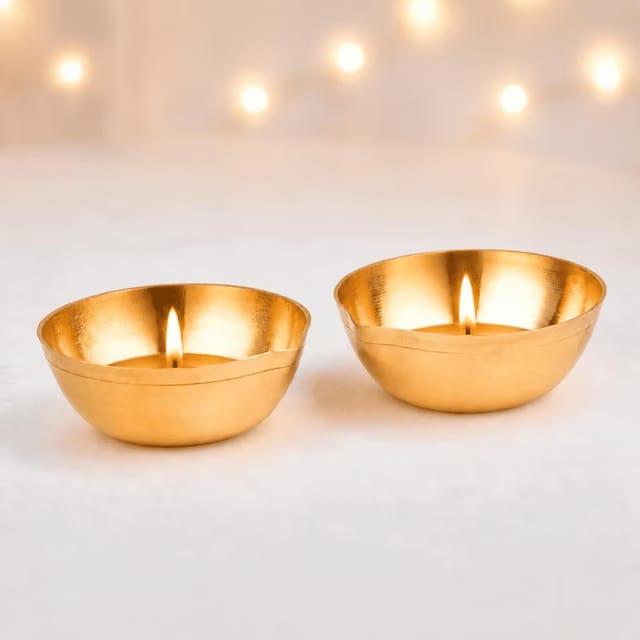 Pure Brass Diya (Dia - 2.5 inches) Set of 2
