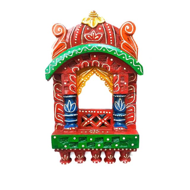 Handcrafted Wooden Jharokha Traditional Wall Hanging (10 Inch/Multicolor) for Wall Decor, Home Decor, Room Decor