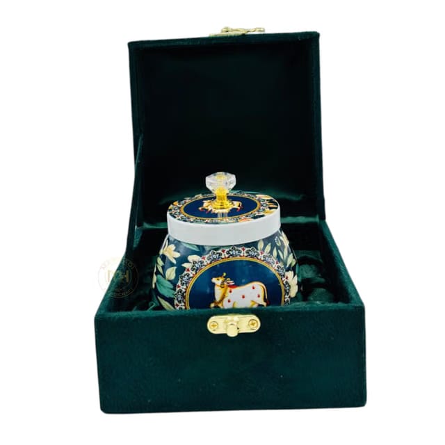 Handcrafted Lotus Storage Jar Set with Velvet Gift Box