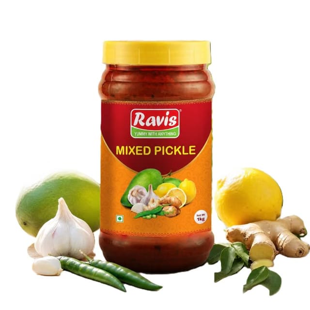 RAVIS Mixed Pickle for Mango, Green Chilli, Lemon, Ginger, Garlic