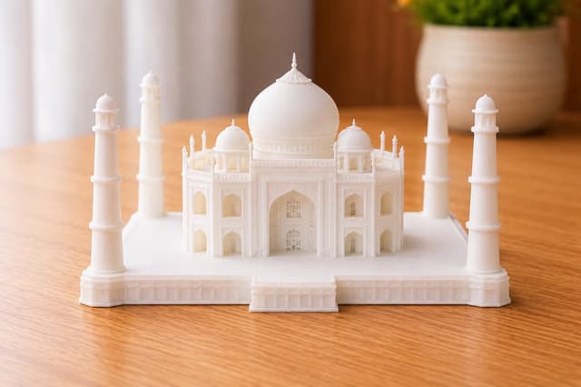 3D Printed Indian Monument Miniature Desk Decor – Matte White Showpiece (10 x 10 x 7cm)