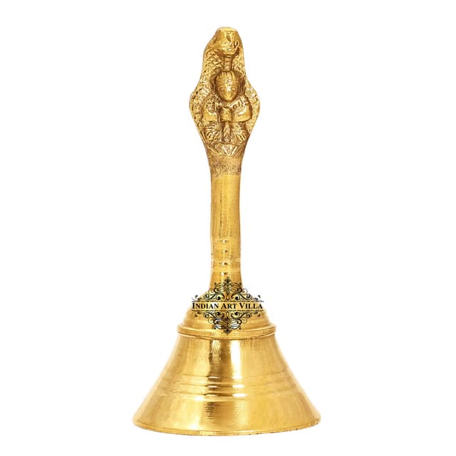 Indian Art Villa Garuda Under Sheshanag Design Brass Pooja Ghanti Bell, Poojan Temple, Religious and Spiritual Item