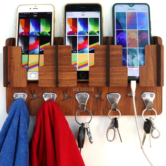 Wall Mount Home Side Stylish Wooden Key Holder