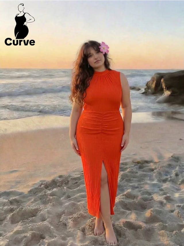 Women's Plus Size Gathered Bodycon Dress