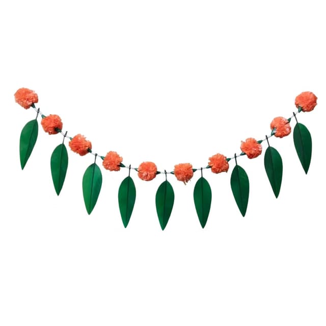 Artificial Flower Mango Leaves Toran (Orange),Artificial Flora,