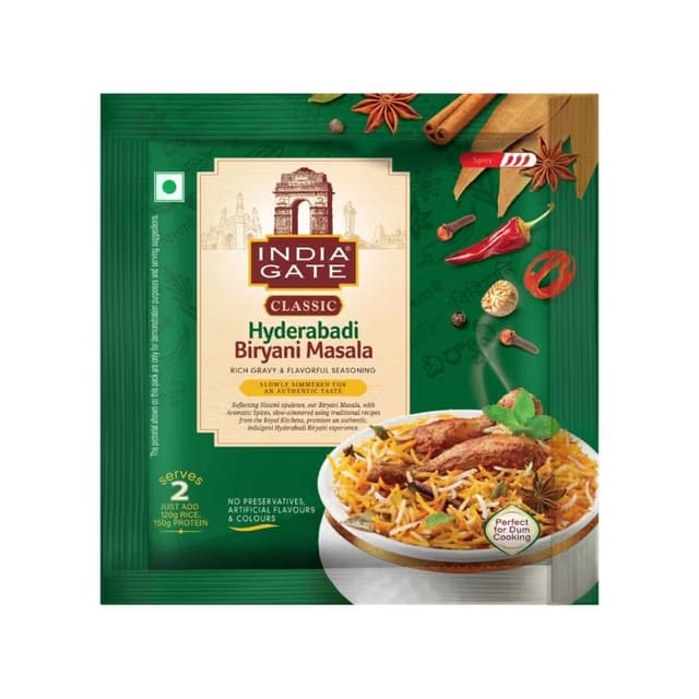 India Gate Classic Hyderabadi Biryani Masala with Gravy & Seasoning