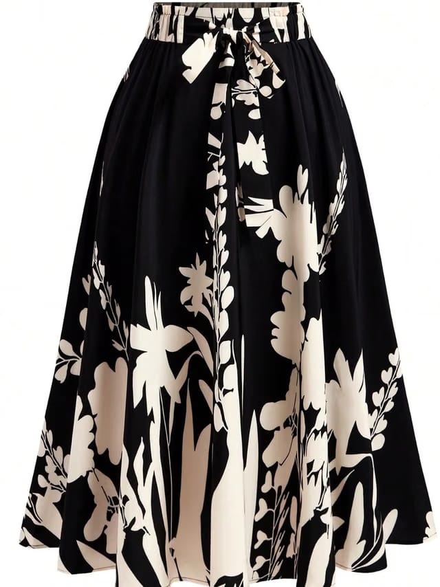 Women's Plus Size Tie Up A-Line Skirt
