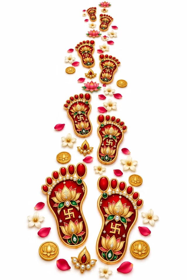 Goddess Laxmi Charan Paduka Floor and Door Sticker 24x12 Inch