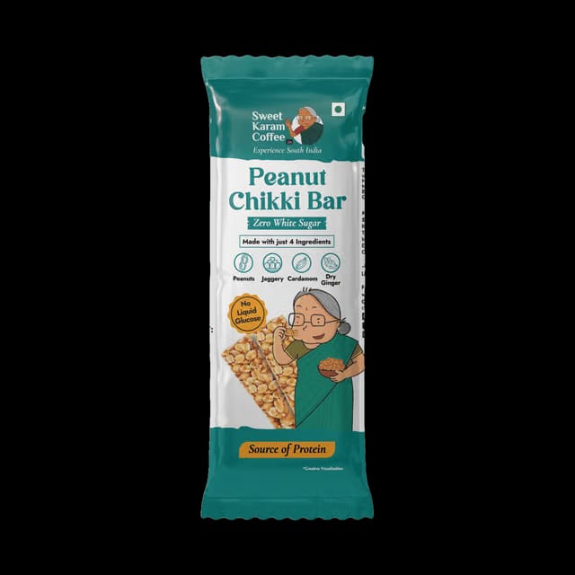 Sweet Karam Coffee Peanut Chikki Bar - No White Sugar / No Liquid Glucose