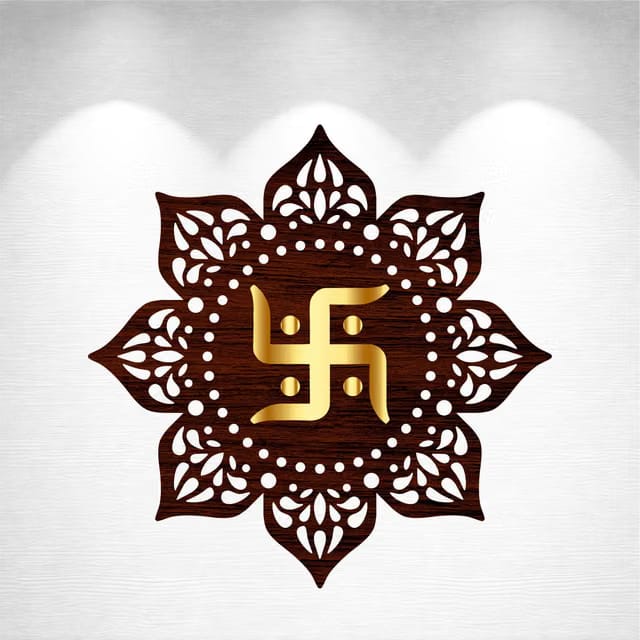 Swastik Gold Acrylic with background Wooden texture Wall Hanging, Wall Art, Wall Decor, PositiveVibes, Wall Art
