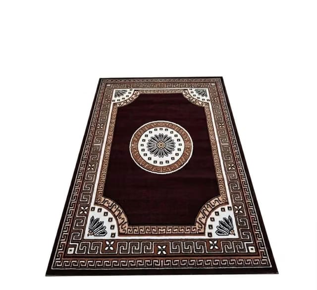 Bhadohi Hand Looms Carpet Rug Dark Brown 5 * 7