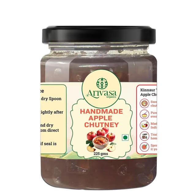 Arivasa Organics Apple Chutney 225gm – 100% Organic Sweet & Tangy Apple Ki Chatni Jar