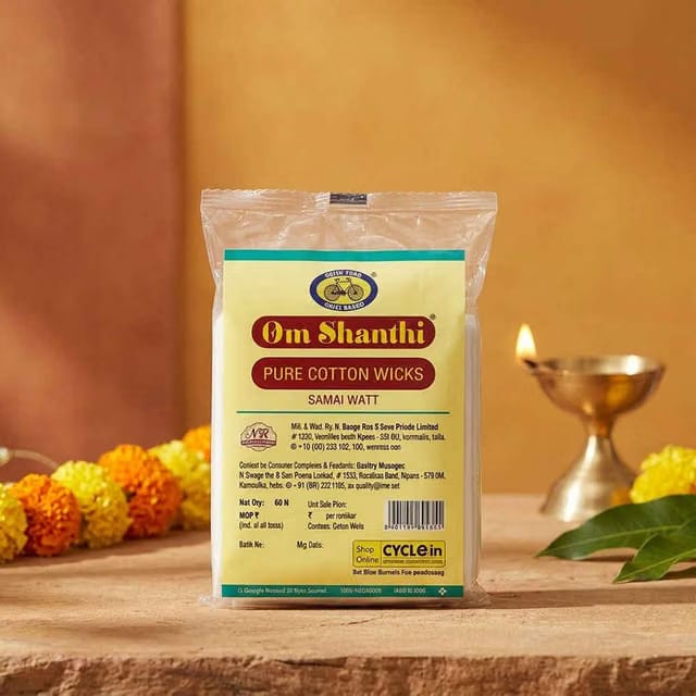 Om Shanthi Long Cotton Wicks Samai Watt