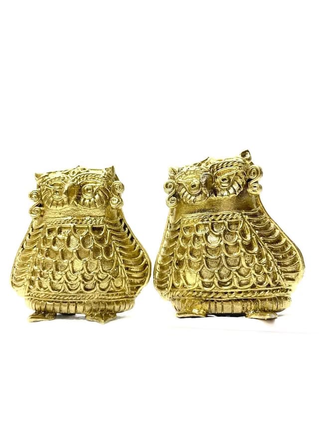 Craft Triangle Brass Dokra/Dhokra Artwork of an Owl for Home Decor