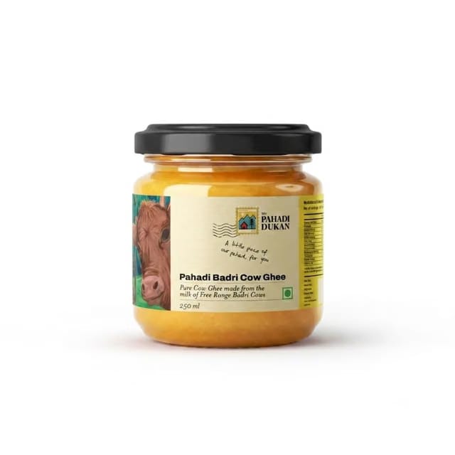 My Pahadi Dukan A2 Badri Cow Ghee 250ml, Traditional Himalayan Bilona Desi Ghee, Free-Range Uttarakhand Pahadi Cows