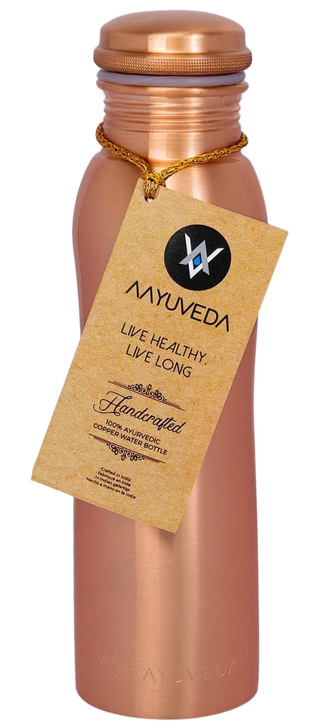 Plain Curved Handcrafted 100% Pure Copper Water Bottle