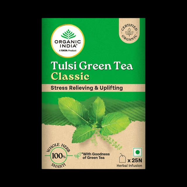 A TATA Product - Organic India Tulsi Green Tea - Classic (25 Tea Bags)