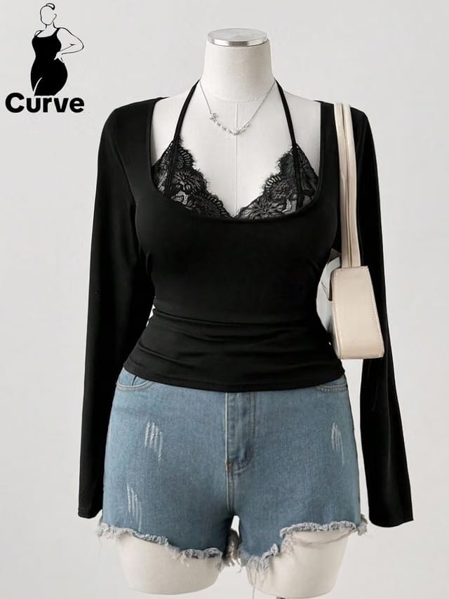 Women's Plus Size Tie Up Top