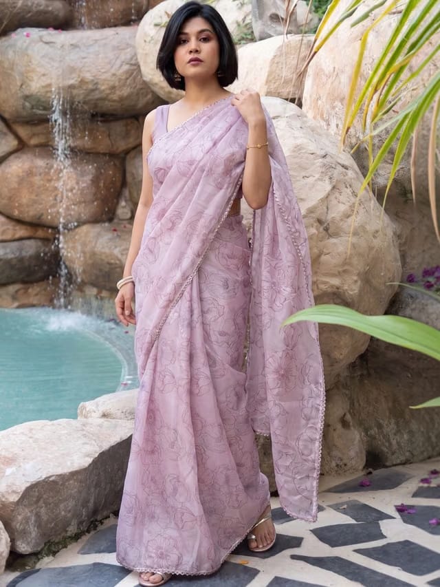 Floral Poly Chiffon Saree