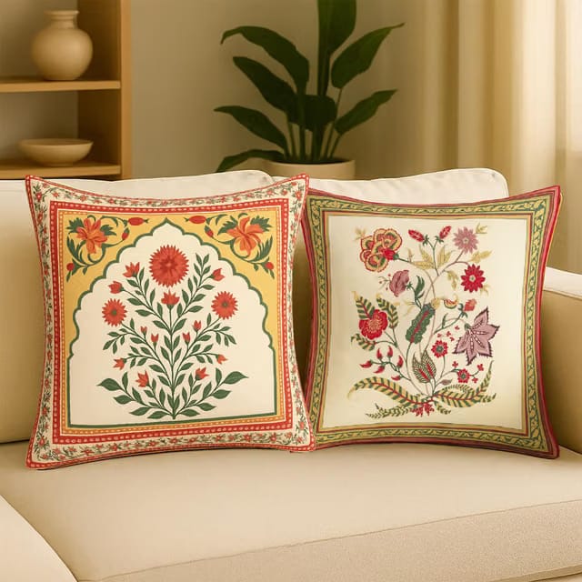 Hummingbird Cushion Covers (16x16 Inch) Printed Square Covers Soft Decorative for Sofa/Chair/Bedroom Rose-Poppy