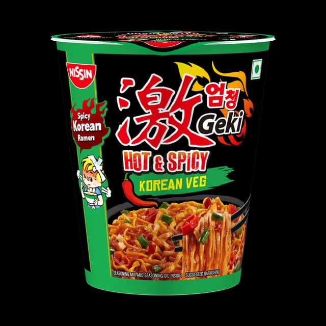Nissin Geki Korean Ramen Spicy Veg Flavoured Cup Noodles