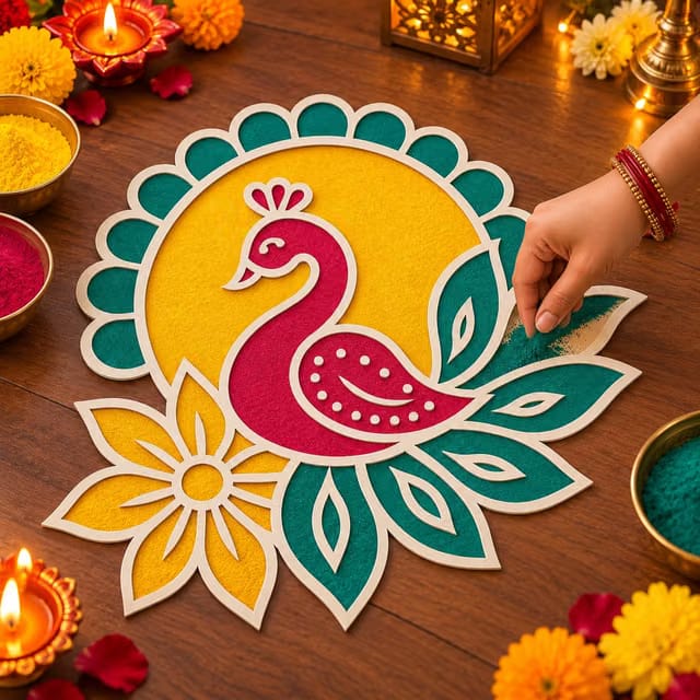 Reusable Rangoli Stencils Mats Template Colour Diwali Decoration Items for Home Floor Door Entrance