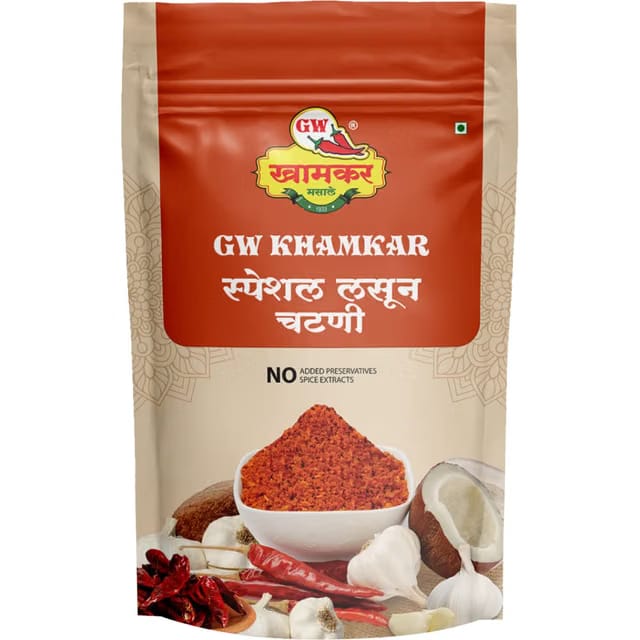 G W Khamkar Special Lasun Chutney, Indian Spices, Ready to Eat,vada Pav Chutney, Garlic Coconut Mixed