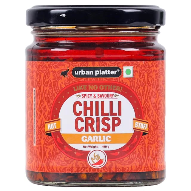 Urban Platter Chilli Garlic Crisp, 190g (Crunchy Chilli and Garlic in Sunflower Oil