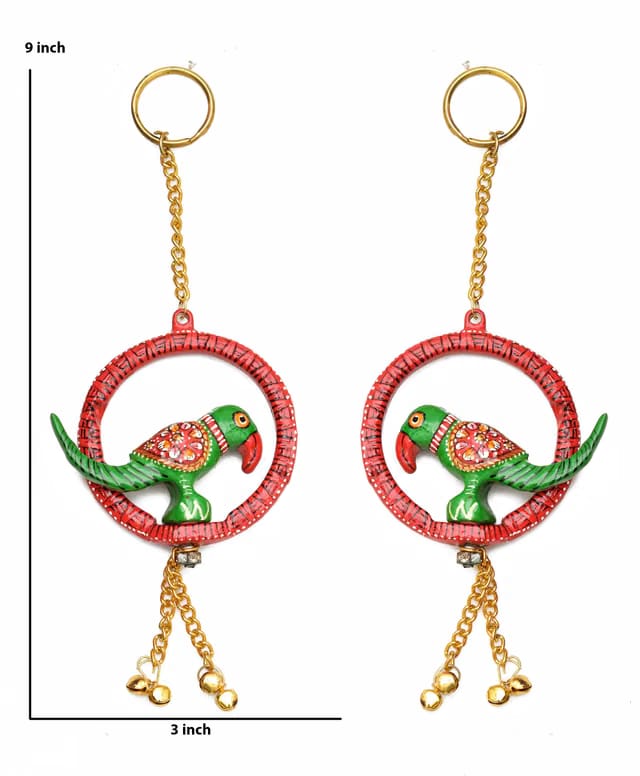 Nirmal Handicrafts Metal Meenakari Parrot Hanging Decor