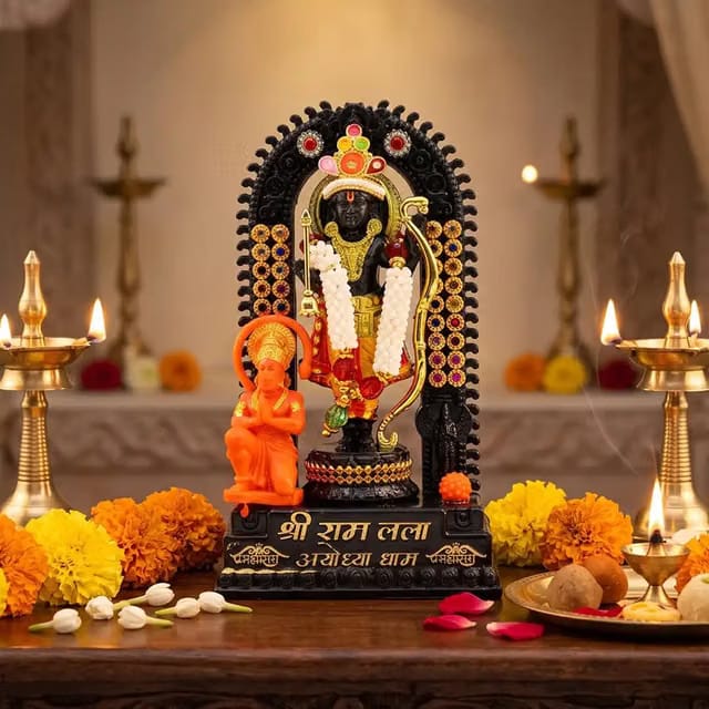 Happy Hub Store Ram Lalla Ayodhya Dham Idol with Hanuman Ji