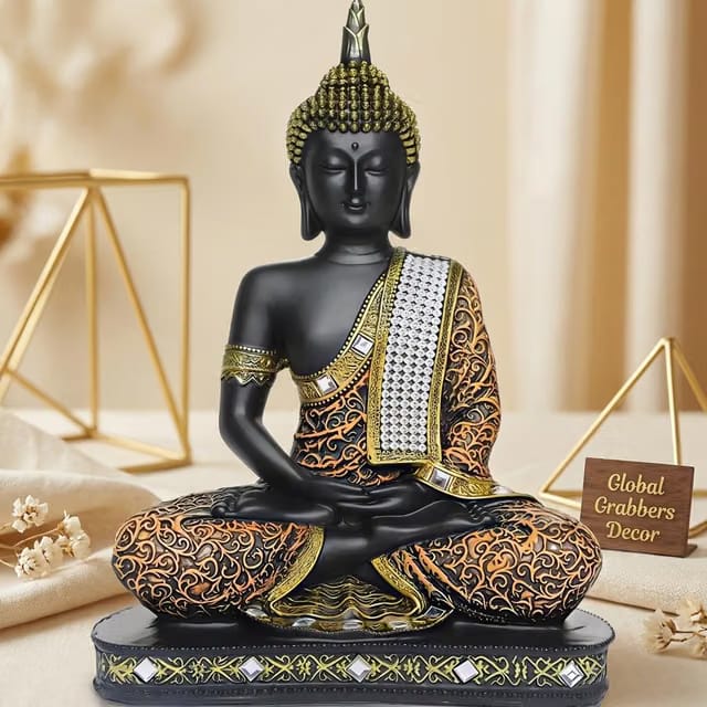 Global Grabbers new Limited Edition 25 Centimetre Meditating Sitting Buddha Idol Statue showpiece Home Decor Decoration