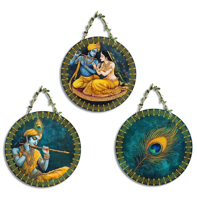 Circular Radha-Krishna Themed Wall Hanging