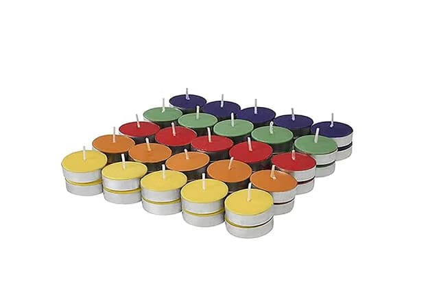 Brighten Your Diwali Multi- Color Wax Tea Light Candles for Home Decor - Vibrant Festival Multicolor Diya Set