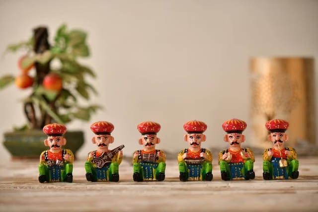 Fashion Bizz Rajasthani Musician Bawla Puppet Idol Set of 6 -Multicolour